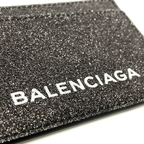 BALENCIAGA 392126 Logo glitter Card holder Business card holder Card Case Le... - Picture 13 of 16